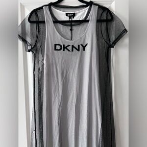 New women’s DKNY Mesh Overlay Logo Dress
